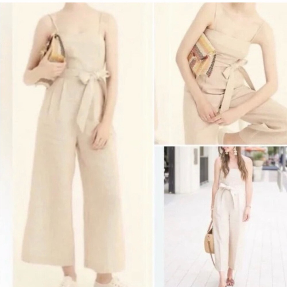 J. Crew Beige Jumpsuit with Tie Waist